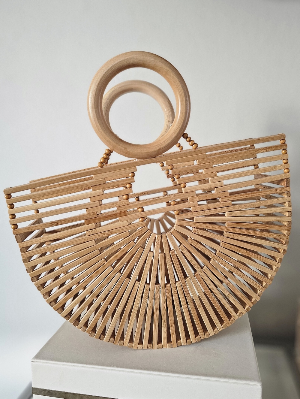 ✈️☀️​NWT Bamboo Ark Handbag | Half Moon Wooden Clutch | Boho Summer Bag